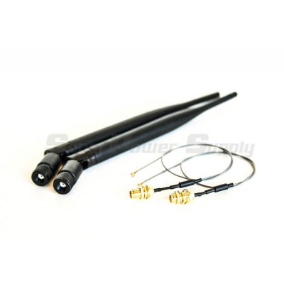 Super Power Supply® 2 x 6dBi RP-SMA Dual Band 2.4GHz 5GHz + 2 x 8in / 20cm U.fl / IPEX Cable Antenna Mod Kit