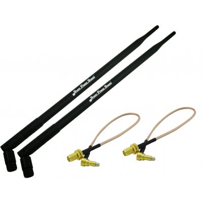 Super Power Supply® 2 6dBi RP-SMA Flat Style Antennas + 2 8" RP-SMA Female to MS-156 MS156 MCC Male MCC Coaxial RF Cables for D-Link DAP-1522 Router