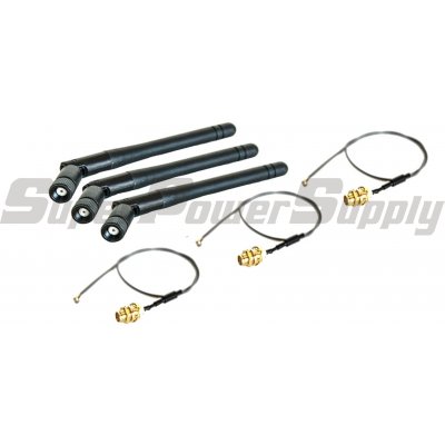 Super Power Supply® 3 2dBi 2.4GHz 5GHz Dual Band RP-SMA Antenna + 3 U.Fl Cable Mod Kit Linksys E3000