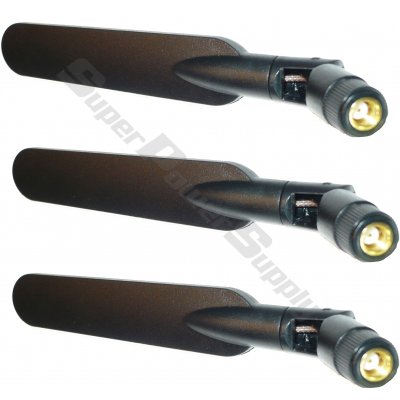 Super Power Supply® 3 x 6dBi 2.4GHz 5GHz 5.8GHz Dual Band WiFi RP-SMA Antenna Style 1 Asus RT-AC66U