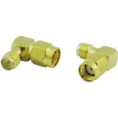 Super Power Supply® RP-SMA Male to RP-SMA Female RF Adapter Right Angle Coax Coaxial Connector