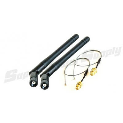 Super Power Supply® 2 x 2dBi RP-SMA Dual Band 2.4GHz 5GHz + 2 x 8in / 20cm U.fl / IPEX Cable Antenna Mod Kit