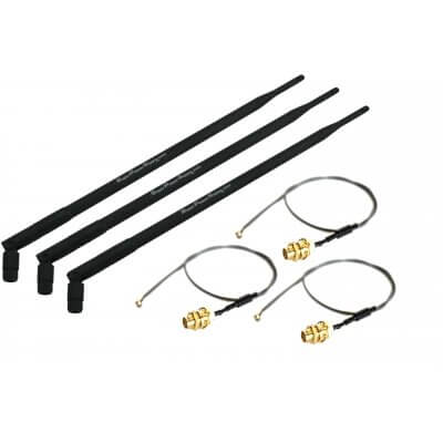 Super Power Supply® 3 x 9dBi RP-SMA Dual Band 2.4GHz 5GHz + 3 x 8in / 20cm U.fl / IPEX Cable Antenna Mod Kit