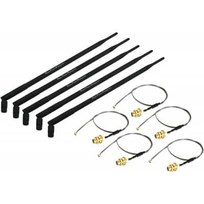 Super Power Supply® 5 x 9dBi RP-SMA Dual Band 2.4GHz 5GHz + 5 x 8in / 20cm U.fl / IPEX Cable Antenna Mod Kit