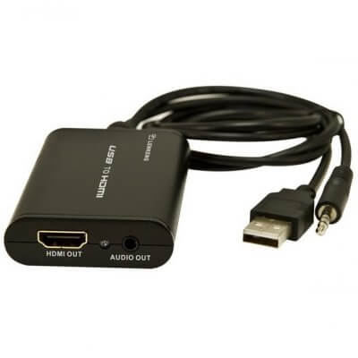 Super Power Supply® USB to HDMI HD Adapter Converter with 3.5mm Audio Cable 1080P High Quality Extend Desktop